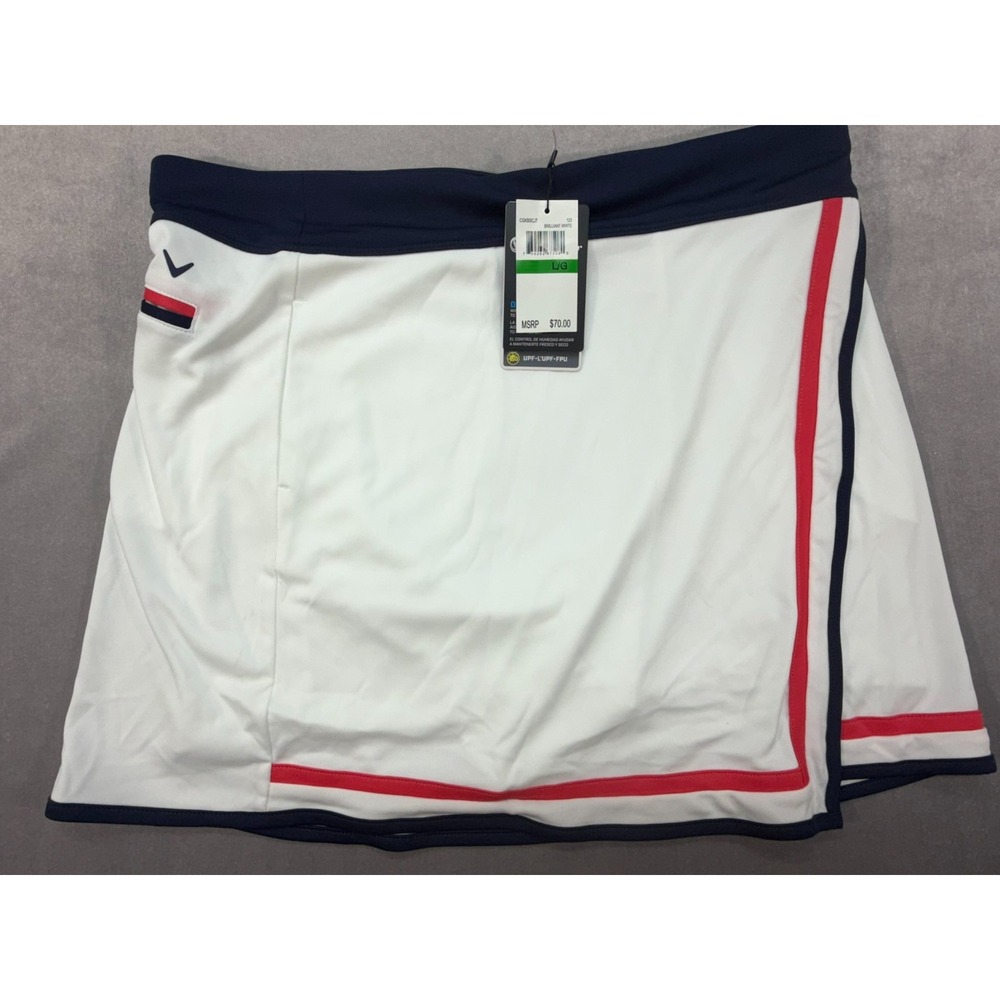 New Callaway Women White Golf Skirt Red Blue Size Large CGKBSCJ7